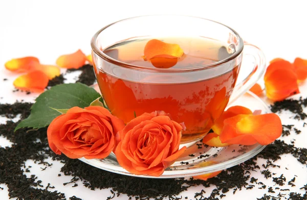 Τσάι και τριαντάφυλλο Εικόνα Αρχείου
