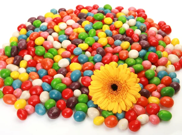 Finom édességek és virág — Stock Fotó