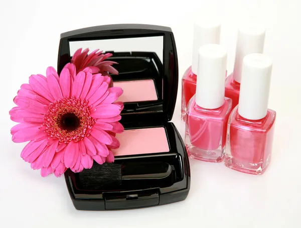 Decorative cosmetics and flower — Stock Photo, Image