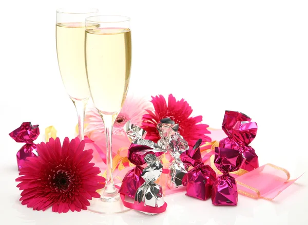 Champagne and sweets — Stock Photo, Image