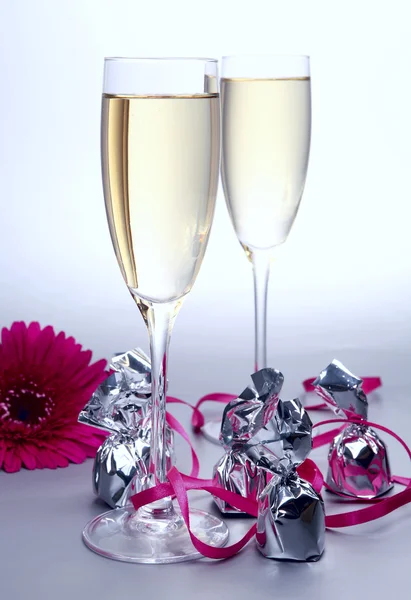 Champagne en snoep — Stockfoto