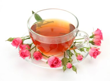 çay ve pembe güller