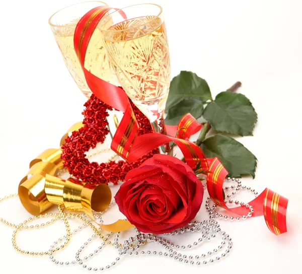 Wine and rose — Stock Photo, Image