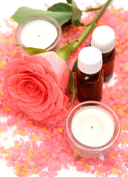 Candele e una rosa — Foto Stock