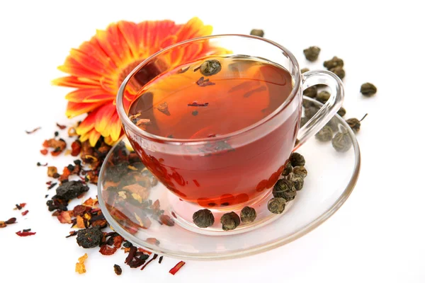 Tee und Blume — Stockfoto