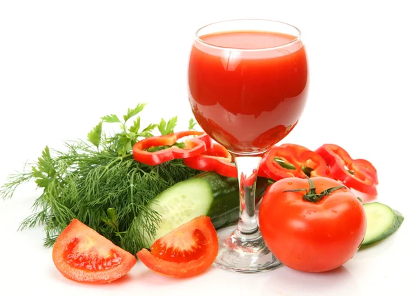 Fresh vegetables and juice — Stock Photo, Image