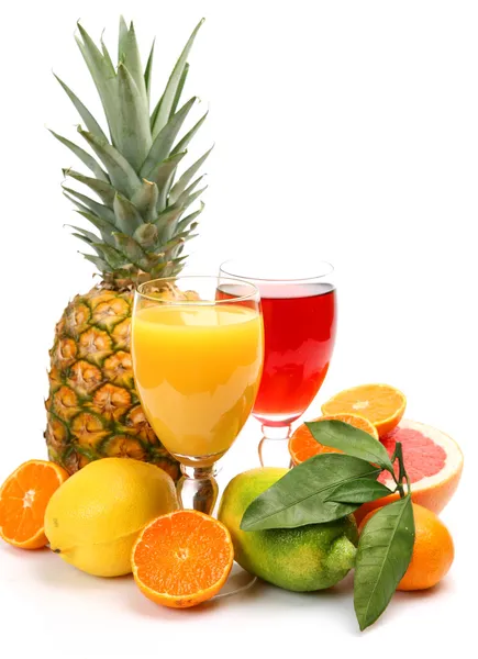 Frisk frukt og juice – stockfoto