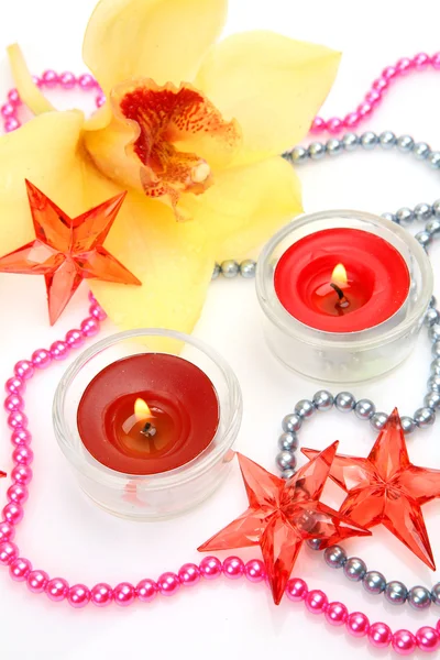 난초와 촛불 — 스톡 사진