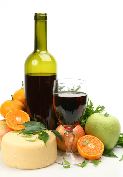 Świeże owoce i wino Obraz Stockowy