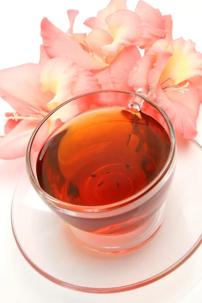 Te och blomma — Stockfoto