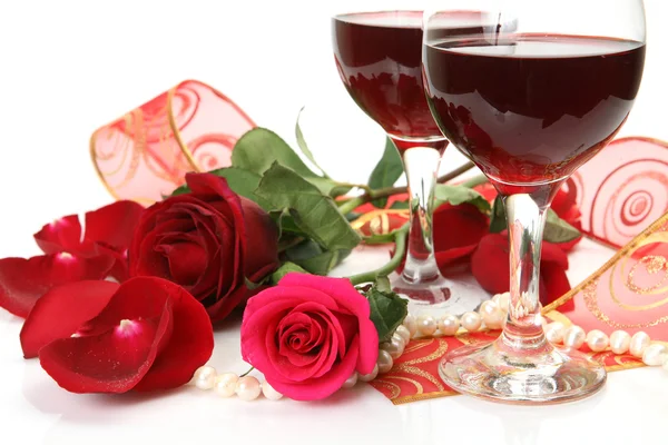 Wein und Rosen — Stockfoto