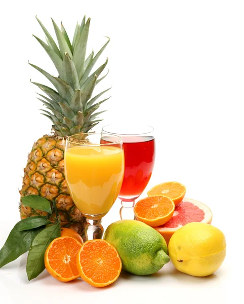 Ripe fruit and juice — Stock Photo, Image