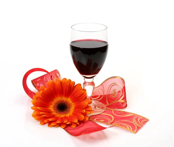 Wine and flower — Stock Photo, Image