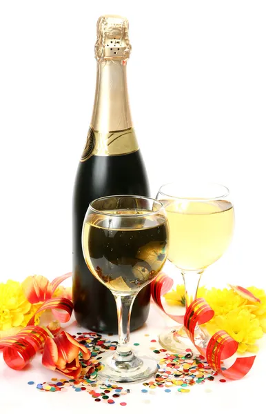 Wine and flowers — Stock Photo, Image