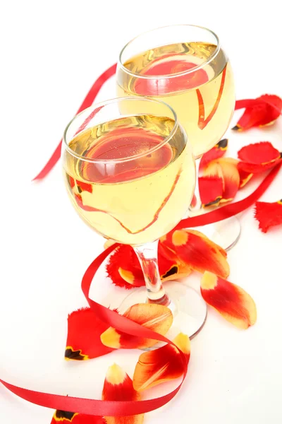 Vinho e flores — Fotografia de Stock