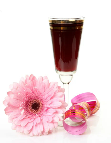 Wine and flower — Stock Photo, Image