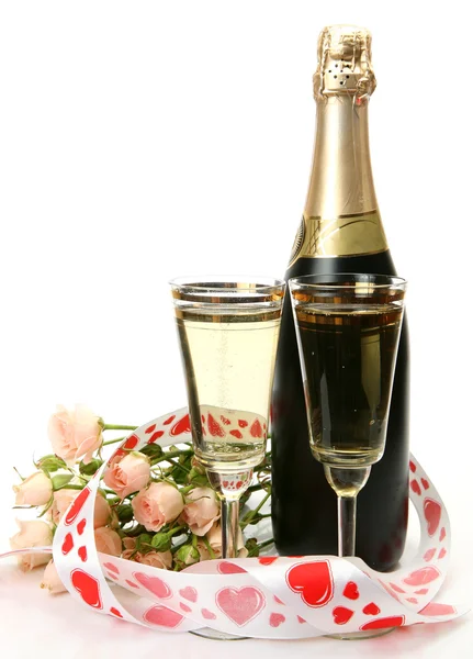 Vinho e rosas — Fotografia de Stock