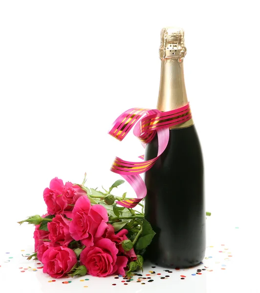Şampanya ve çiçekler
