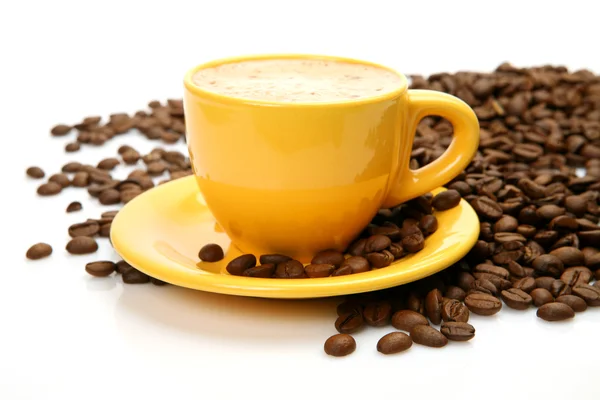 Coffee and a yellow cup — Stock Photo, Image