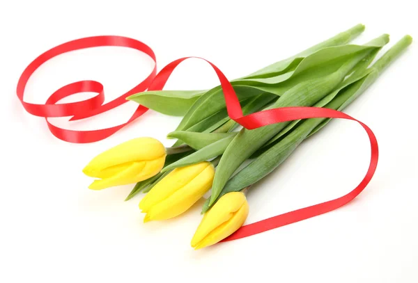 Gele tulpen en tape — Stockfoto