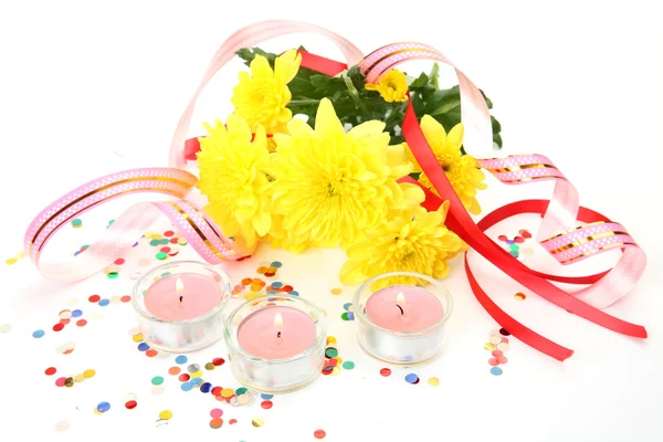 Flowers and candles — Stock Photo, Image