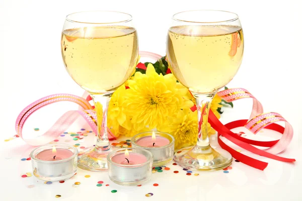 Wine and flowers — Stock Photo, Image