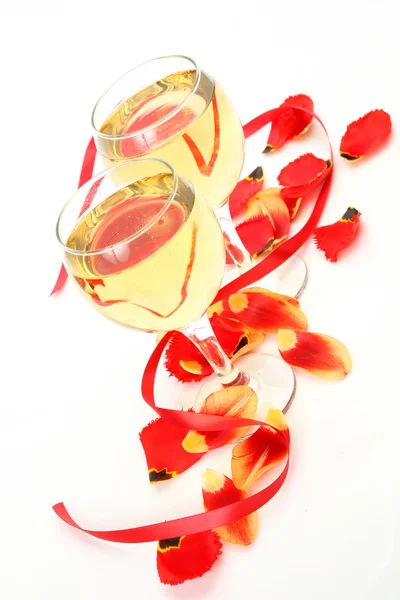 Wine and flowers — Stock Photo, Image