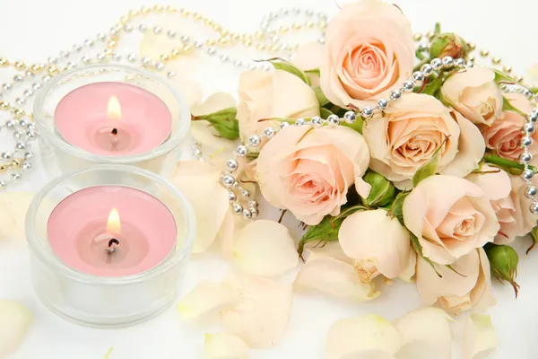 Roses and candles Stock Picture