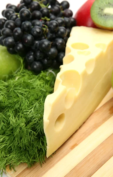 Fresh cheese and fruit — Stock Photo, Image