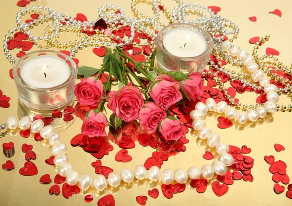 Rose e candele — Foto Stock