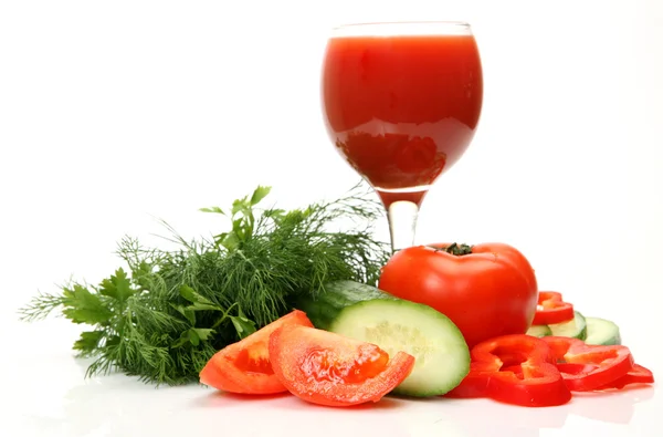 Fresh vegetables and juice — Stock Photo, Image