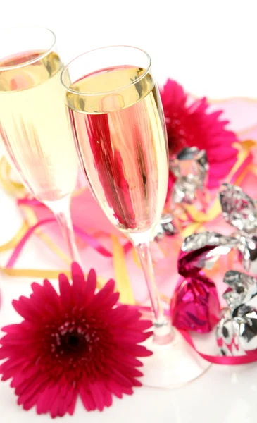 Wine and flowers — Stock Photo, Image