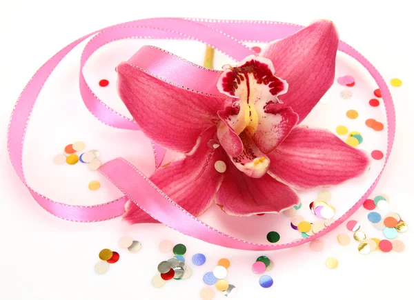 Pink orchid och konfetti — Stockfoto