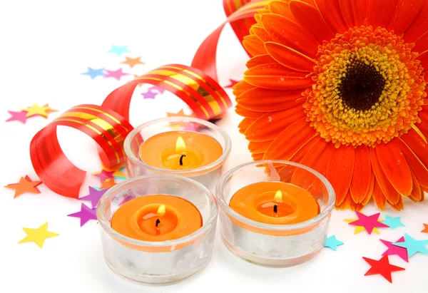 Flower and candles — Stockfoto