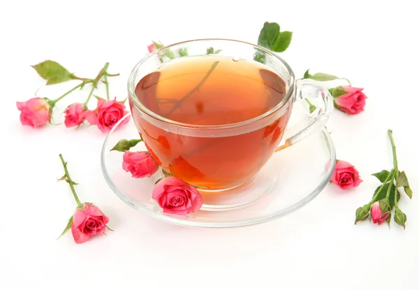 Çay ve gül — Stok fotoğraf