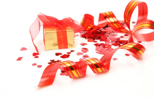 Gift and streamer — Stock Photo, Image