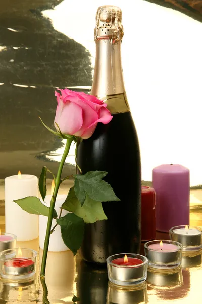 Champanhe e rosa — Fotografia de Stock