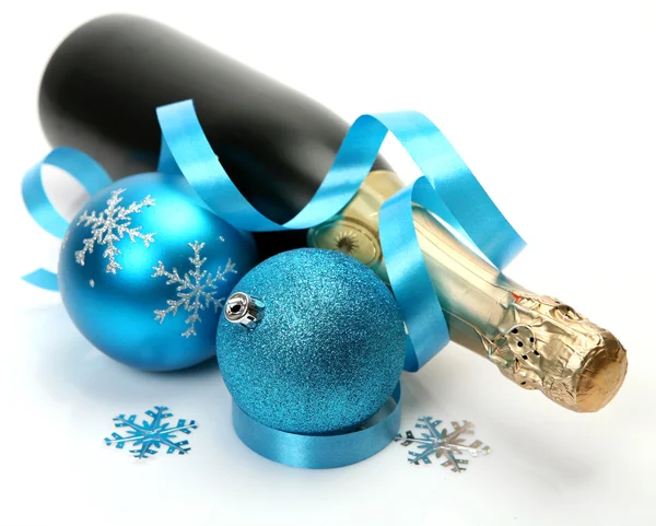 Champagne and New Year's decorations — Stock Photo, Image