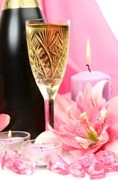 Champagne och liljor — Stockfoto