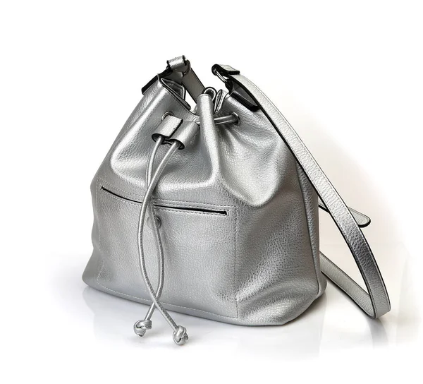 Bolso Plata Para Mujer Sobre Fondo Blanco —  Fotos de Stock