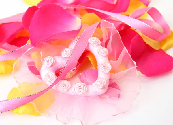 Pink Heart Yellow Rose Petals Stock Picture