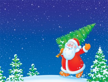 Noel ağacıyla Noel Baba