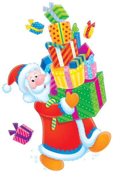Santa Claus and Christmas gifts — Stock Photo, Image