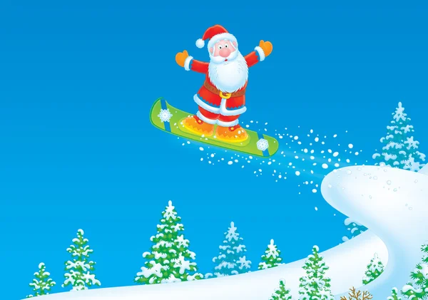 Santa Claus snowboarder — Stockfoto