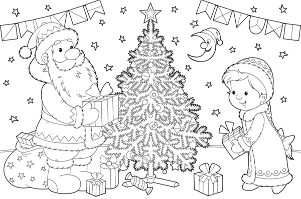 Santa claus i śnieg panieńskie — Zdjęcie stockowe