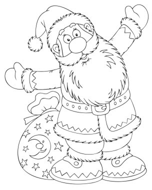 Noel Baba bir oyuncak torbayla