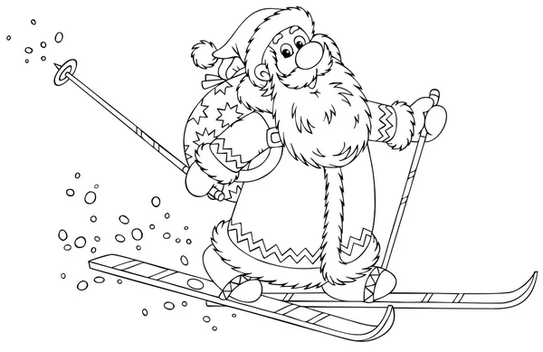 Santa Claus ski avec un sac jouet — Photo