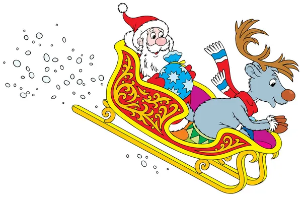 Santa Claus and Reindeer — Stock Vector