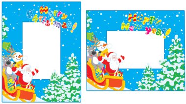 Christmas and New Year borders clipart