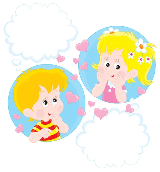 Girl and Boy dreaming — Stock Vector